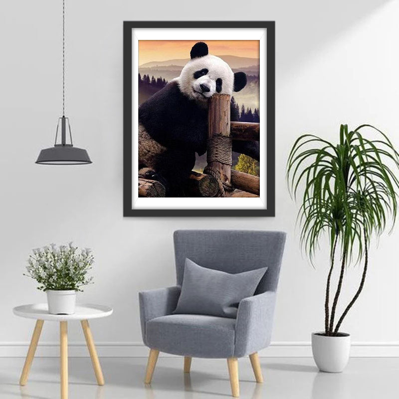 Reuzenpanda op het Hek Diamond Painting