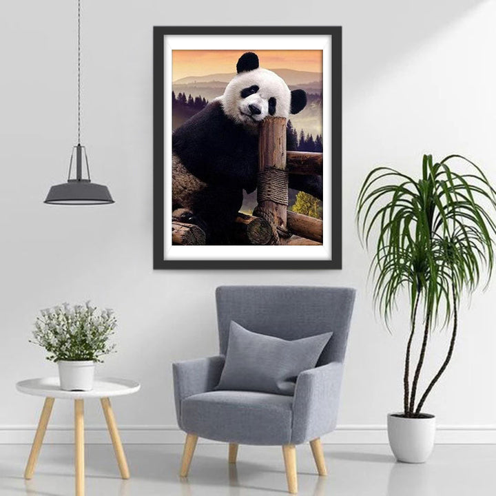 Reuzenpanda op het Hek Diamond Painting