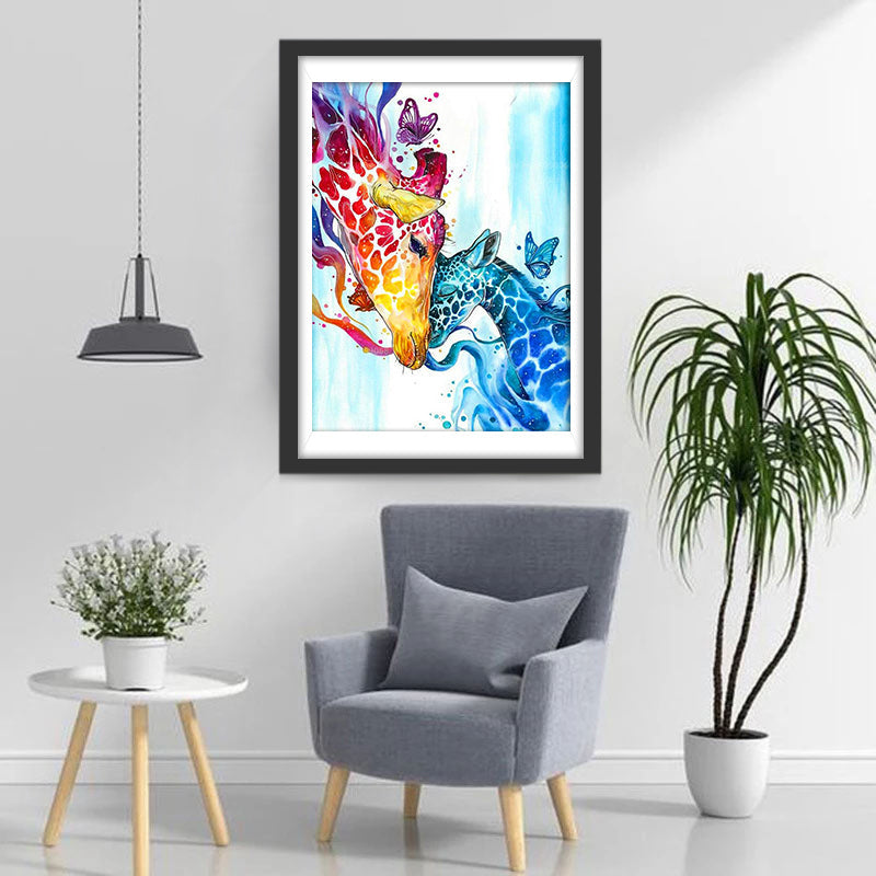 Rode en Blauwe Herten Kop voor Kop Diamond Painting