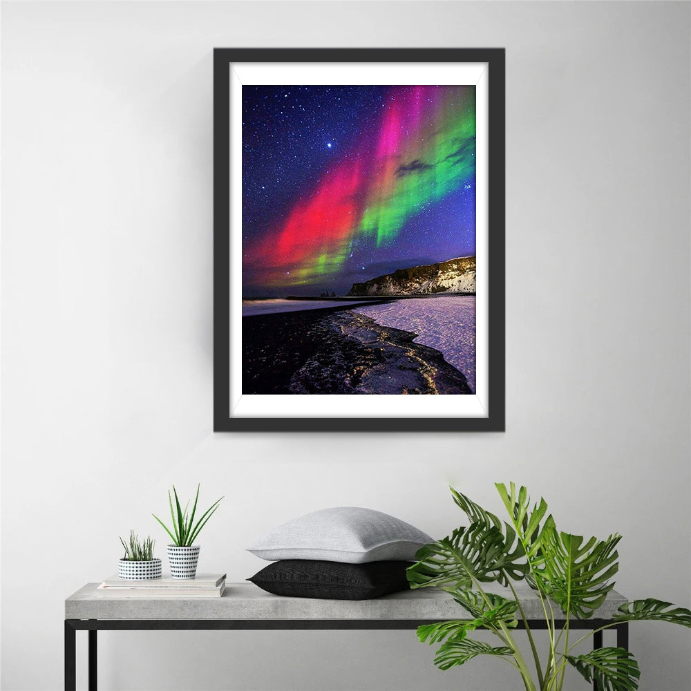 Rode en Groene Noorderlicht Diamond Painting