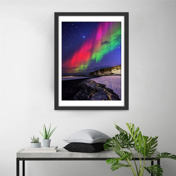 Rode en Groene Noorderlicht Diamond Painting
