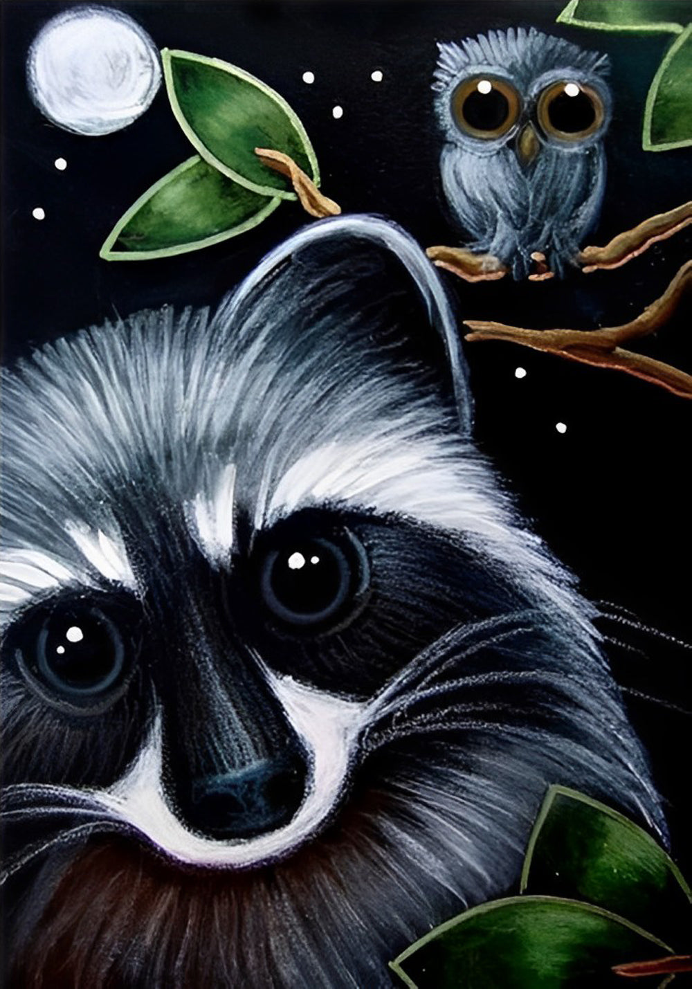 Rode Panda en Uil Diamond Painting