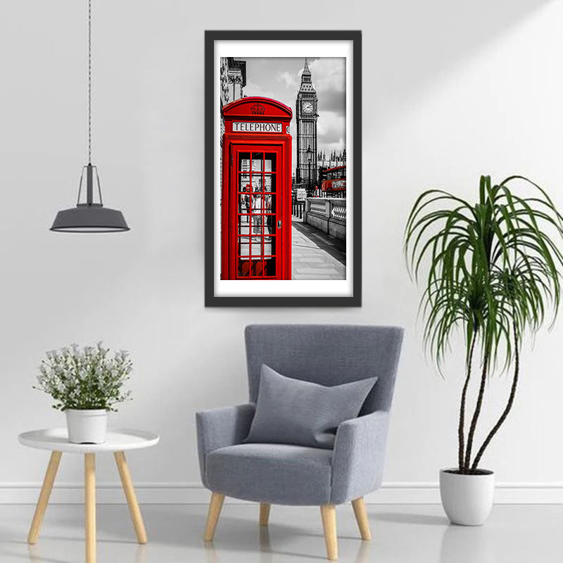 Rode Telefooncel en Big Ben op de Voorgrond Diamond Painting