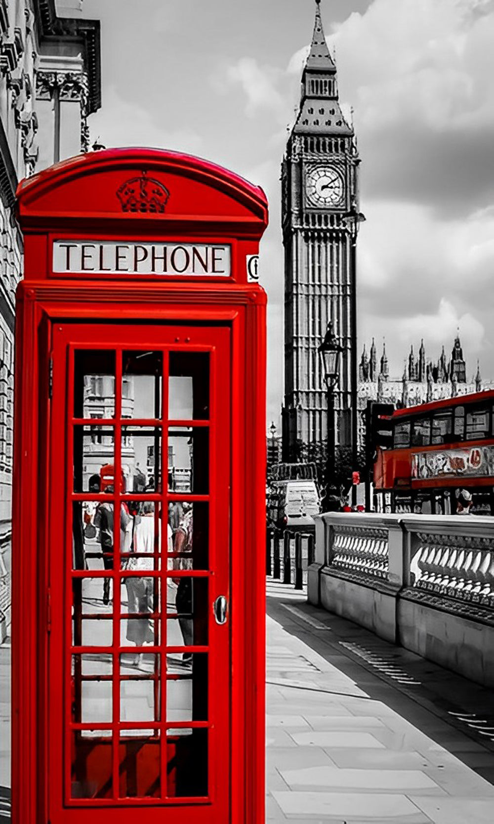 Rode Telefooncel en Big Ben op de Voorgrond Diamond Painting