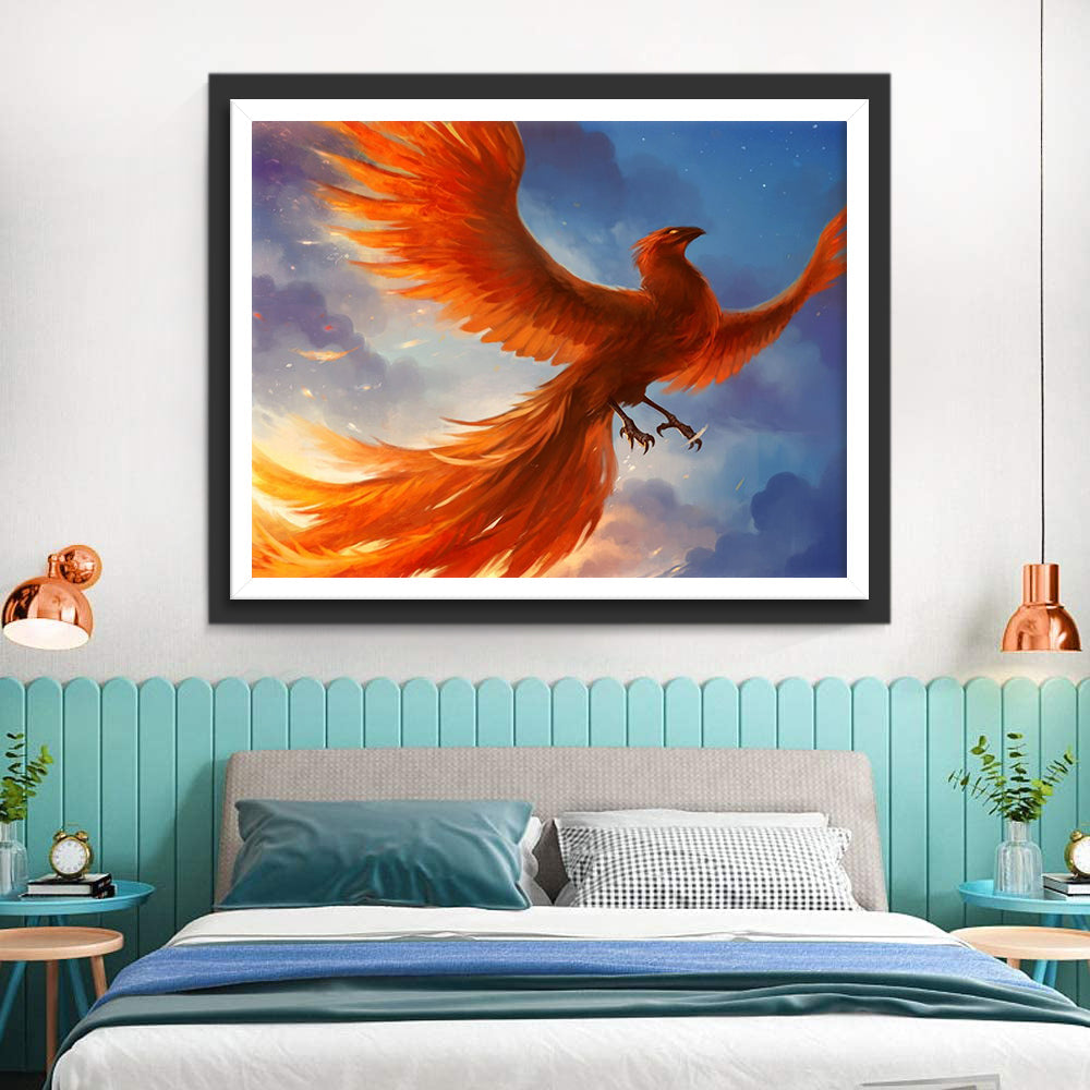 Rode Vogel in de Lucht Diamond Painting