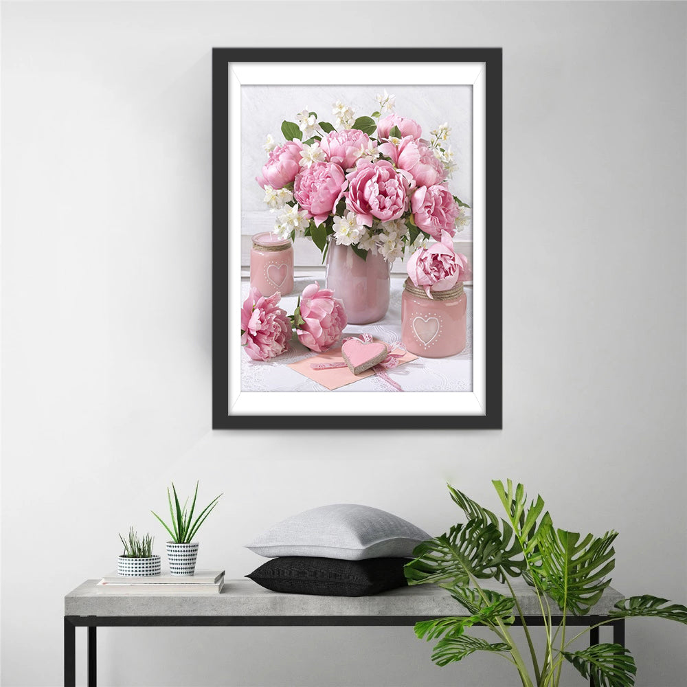 Romantisch Bloemengeheel met Hartjes Diamond Painting