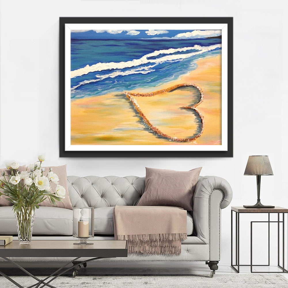 Romantisch Hart op het Zand Diamond Painting