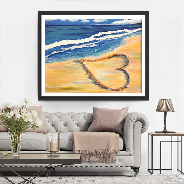 Romantisch Hart op het Zand Diamond Painting
