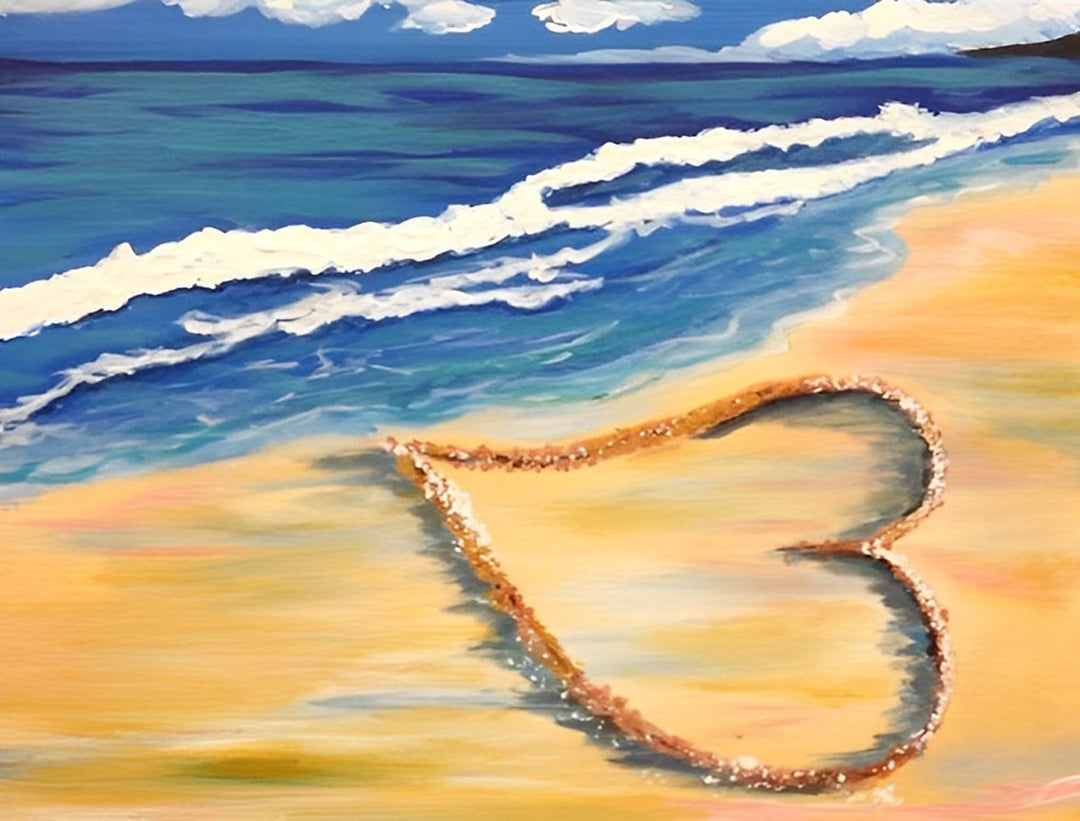 Romantisch Hart op het Zand Diamond Painting