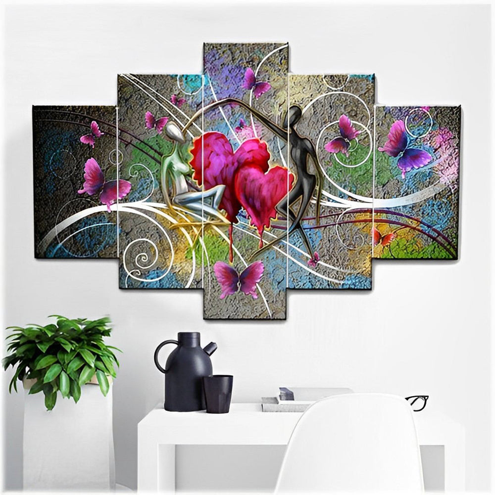 Romantisch Verliefd Hart- en Vlindercompositie 5 Platen Diamond Painting