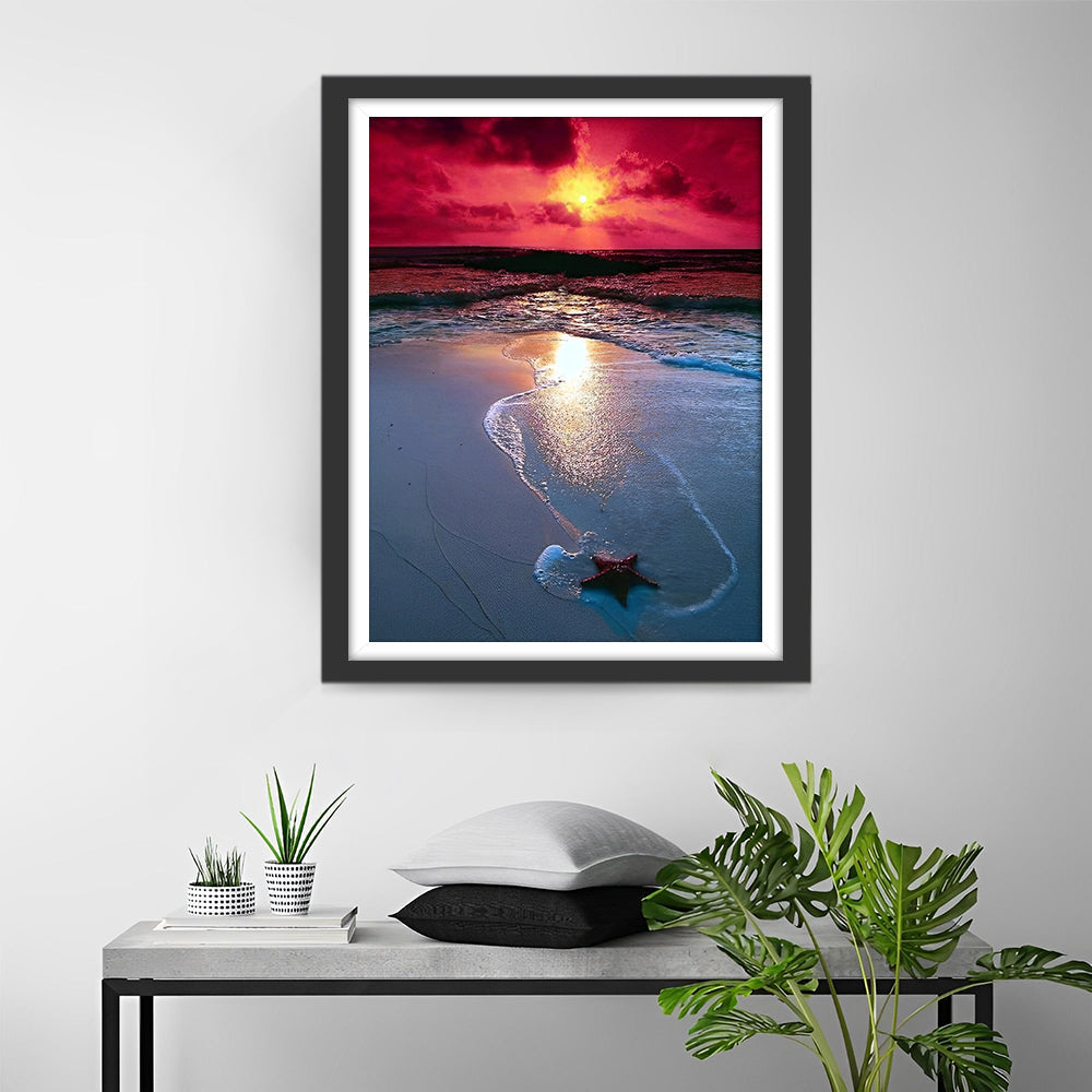 Romantisch Zonsondergangstrand Diamond Painting