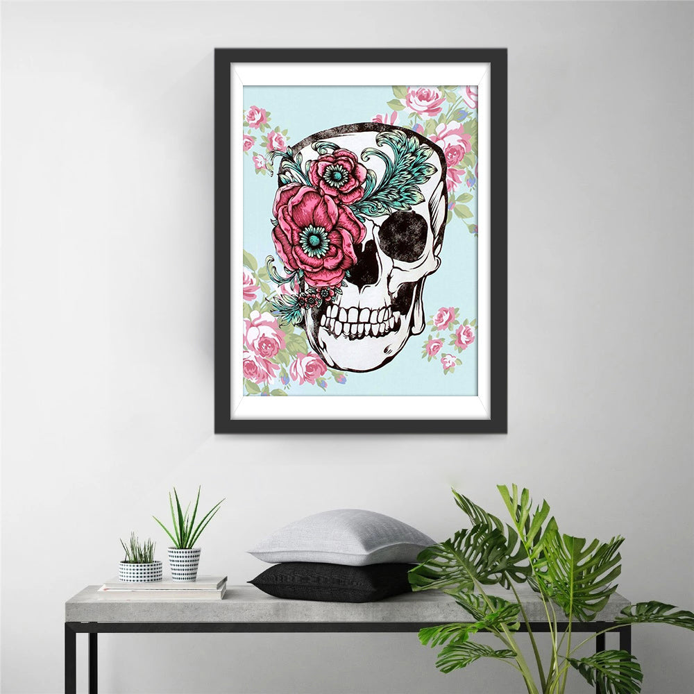 Romantische Schedel met Rozen Diamond Painting