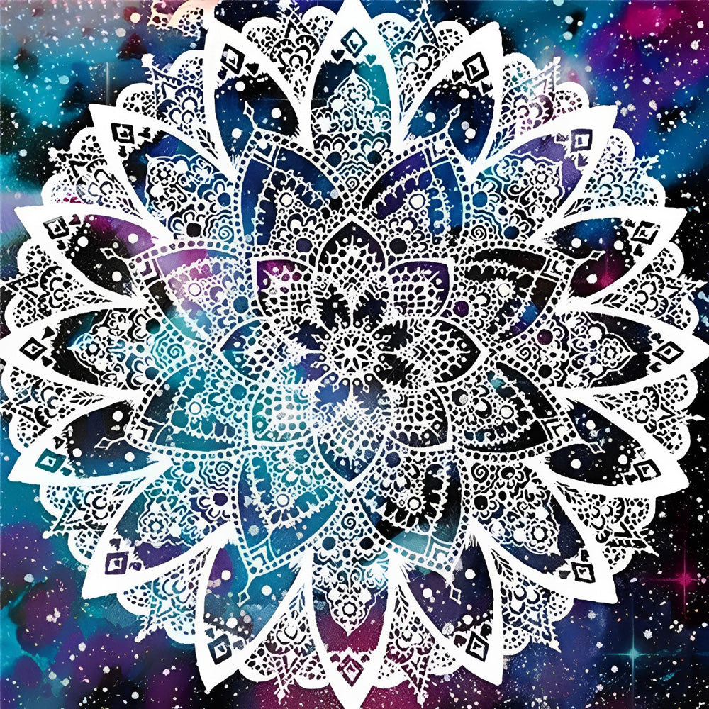 Romantische Sterrennacht-Bloemencirkel Diamond Painting