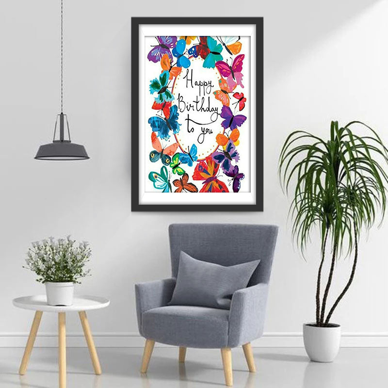 Ronde Vlinderlijst en Tekst Diamond Painting