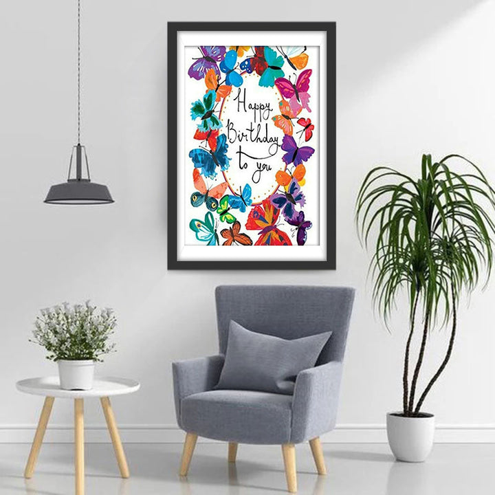 Ronde Vlinderlijst en Tekst Diamond Painting