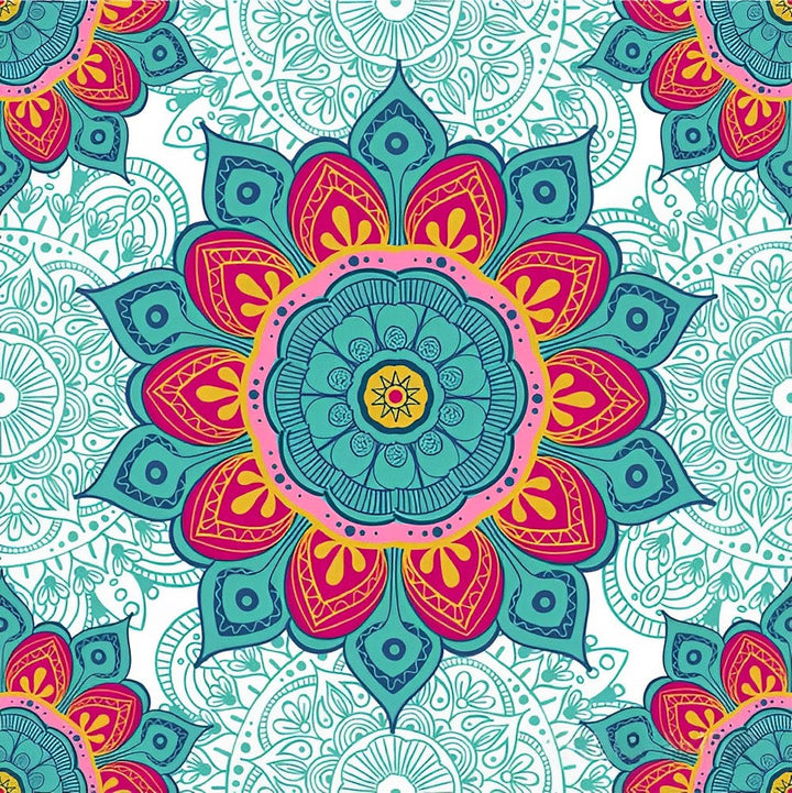 Rood-blauw Bloempatroon Diamond Painting