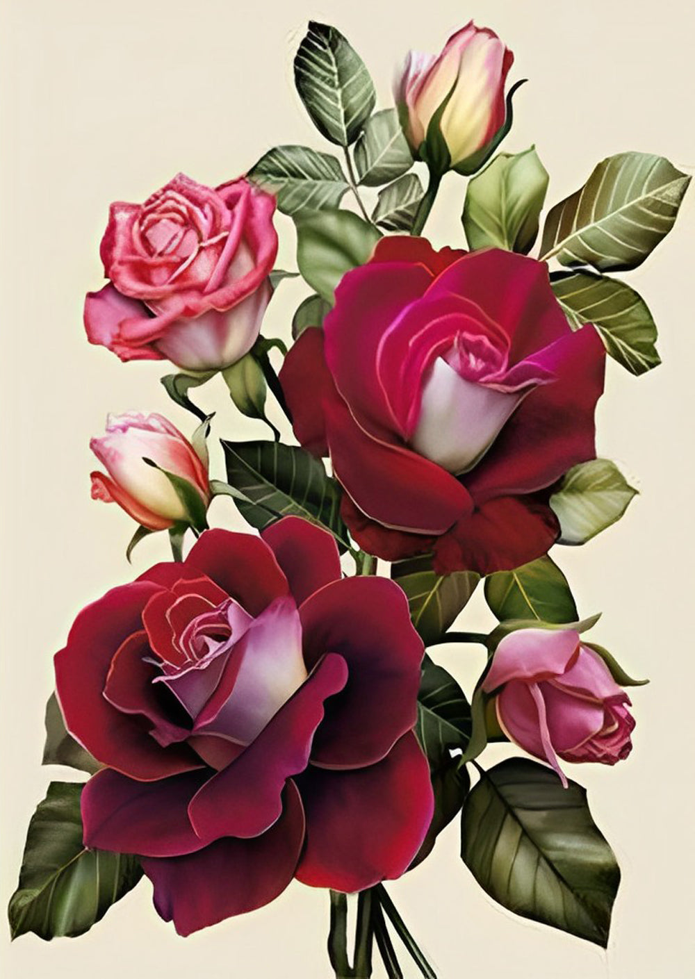 Rood en Roze Diamond Painting