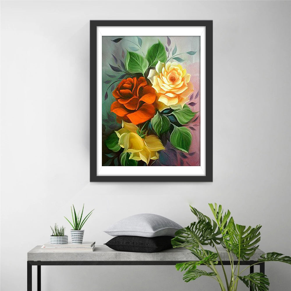 Rood-gele Tweekleurige Rozen Diamond Painting