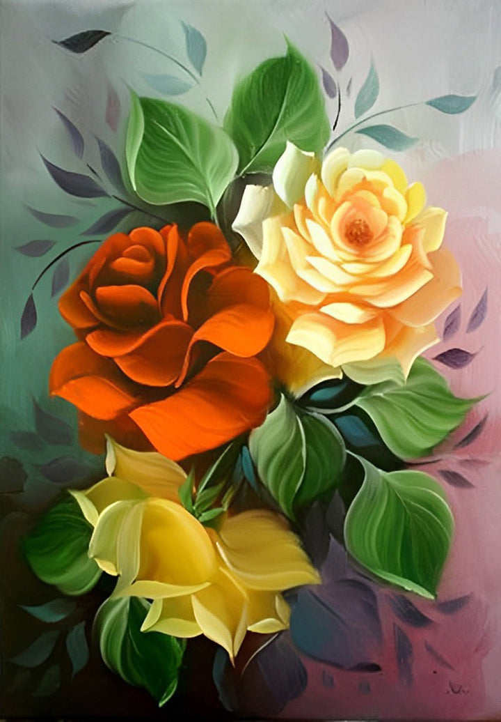 Rood-gele Tweekleurige Rozen Diamond Painting