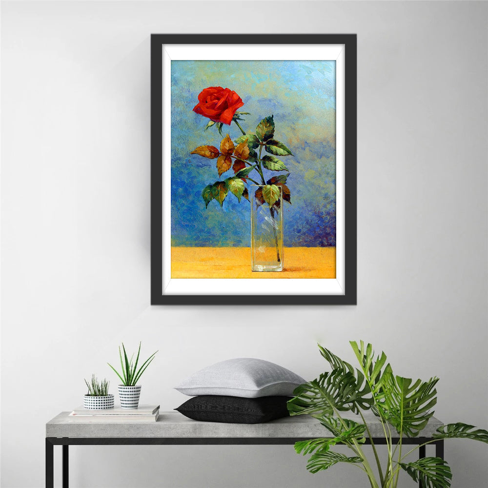 Roos in Glas Diamond Painting