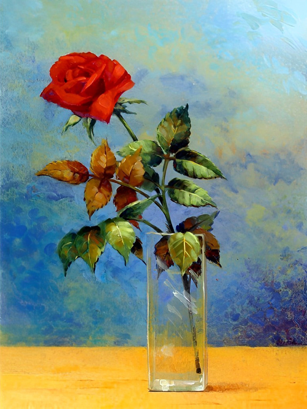 Roos in Glas Diamond Painting