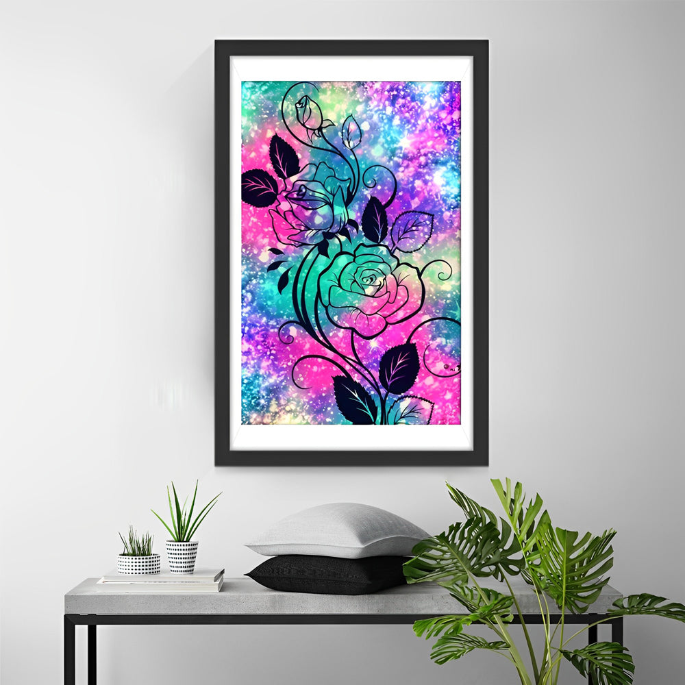 Roos in Lijnillustratie Diamond Painting