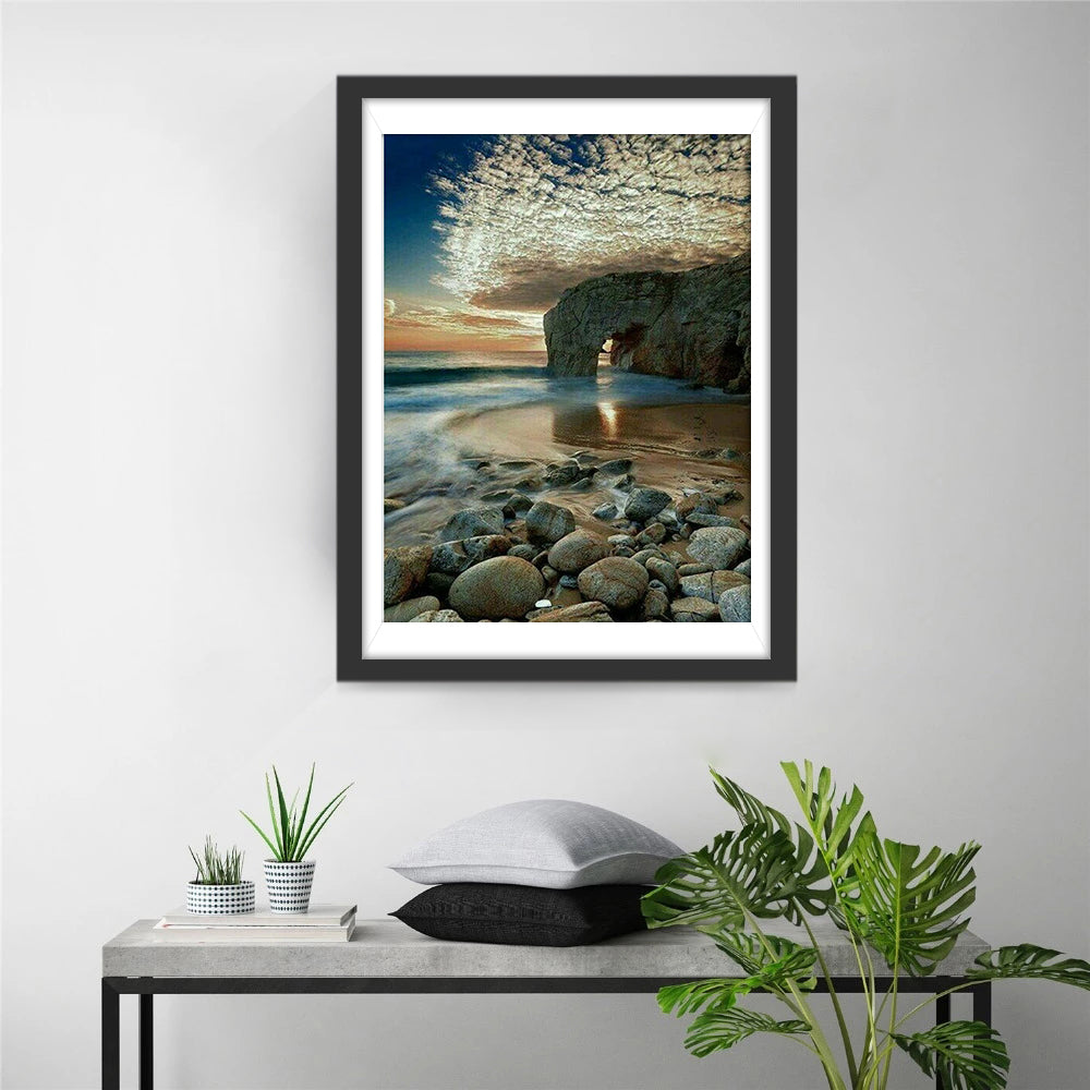 Rotsarch aan de Kust in Zachte Avondlucht Diamond Painting