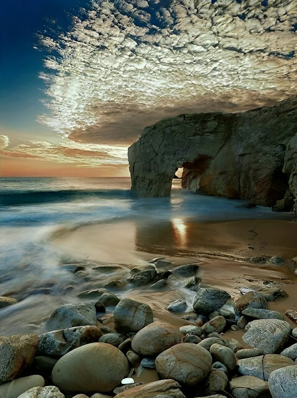 Rotsarch aan de Kust in Zachte Avondlucht Diamond Painting
