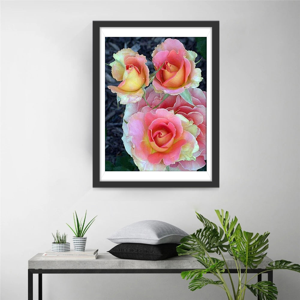 Roze en Geel Geïntegreerde Rozen Diamond Painting
