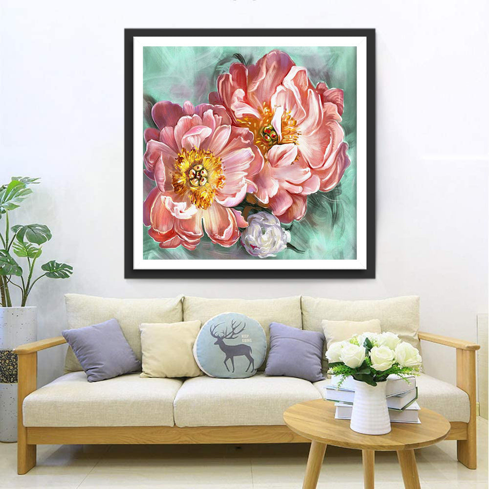 Roze Pioenrozen Diamond Painting