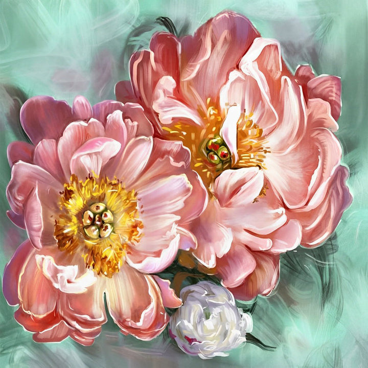 Roze Pioenrozen Diamond Painting