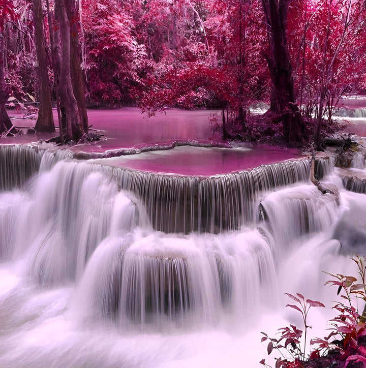 Roze Waterval als Toverachtig Beeld Diamond Painting