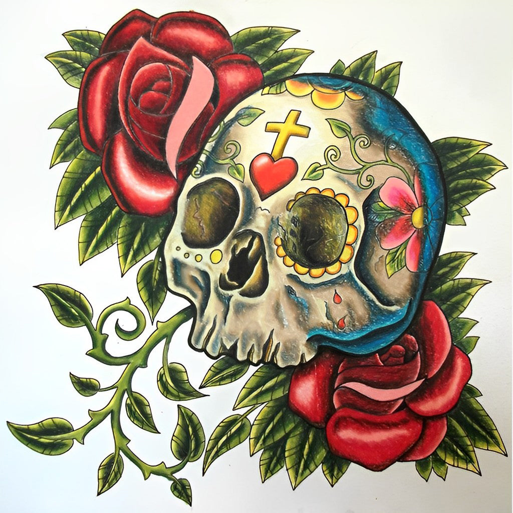 Rozen en Schedel Diamond Painting