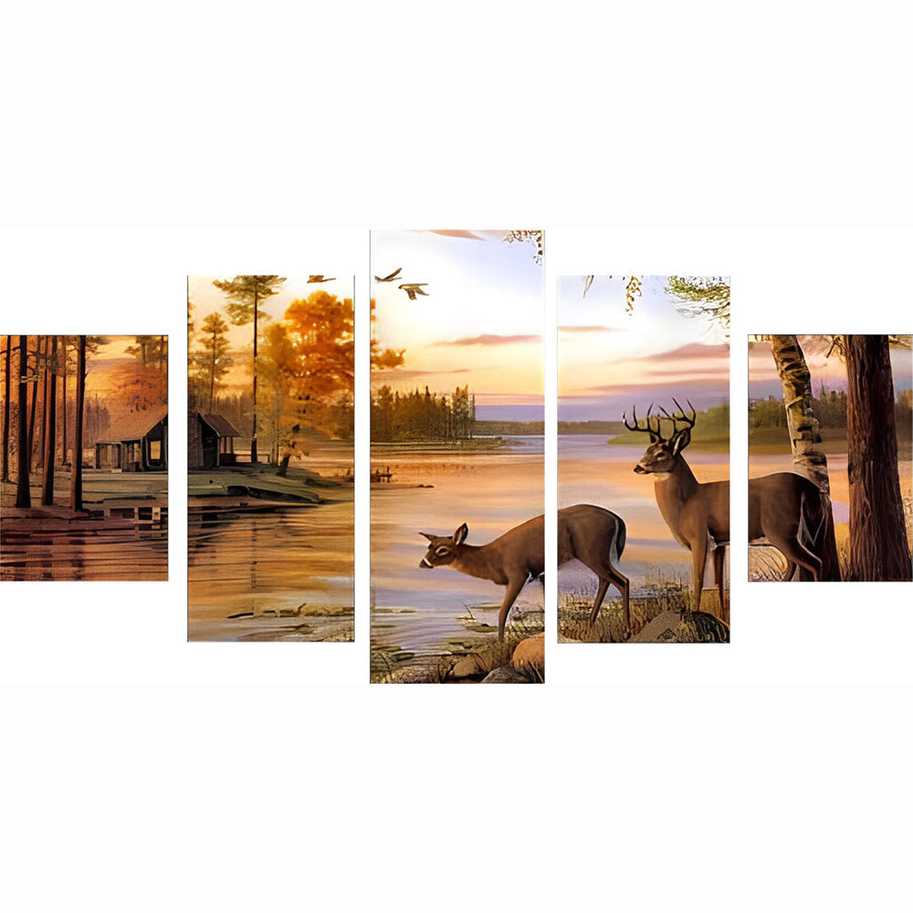 Rustgevende Avondscène met Wild 5 Platen Diamond Painting