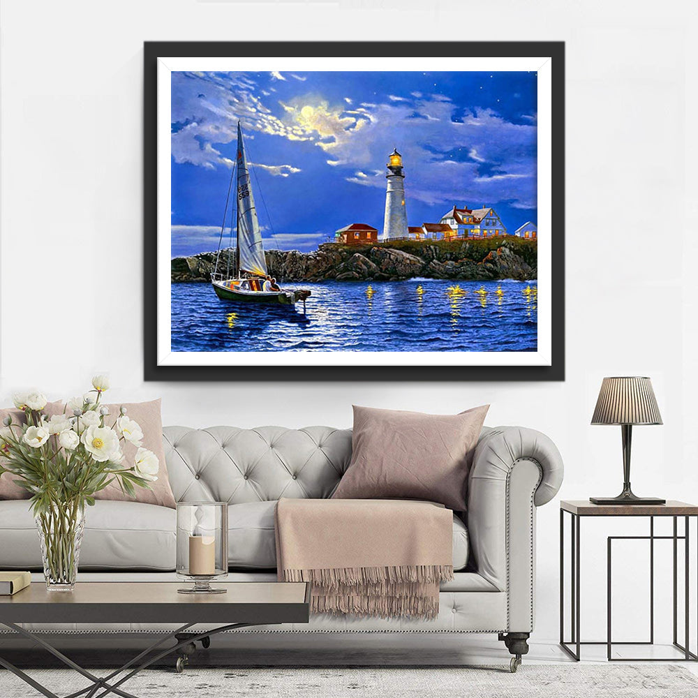 Rustgevende Kustnacht Diamond Painting