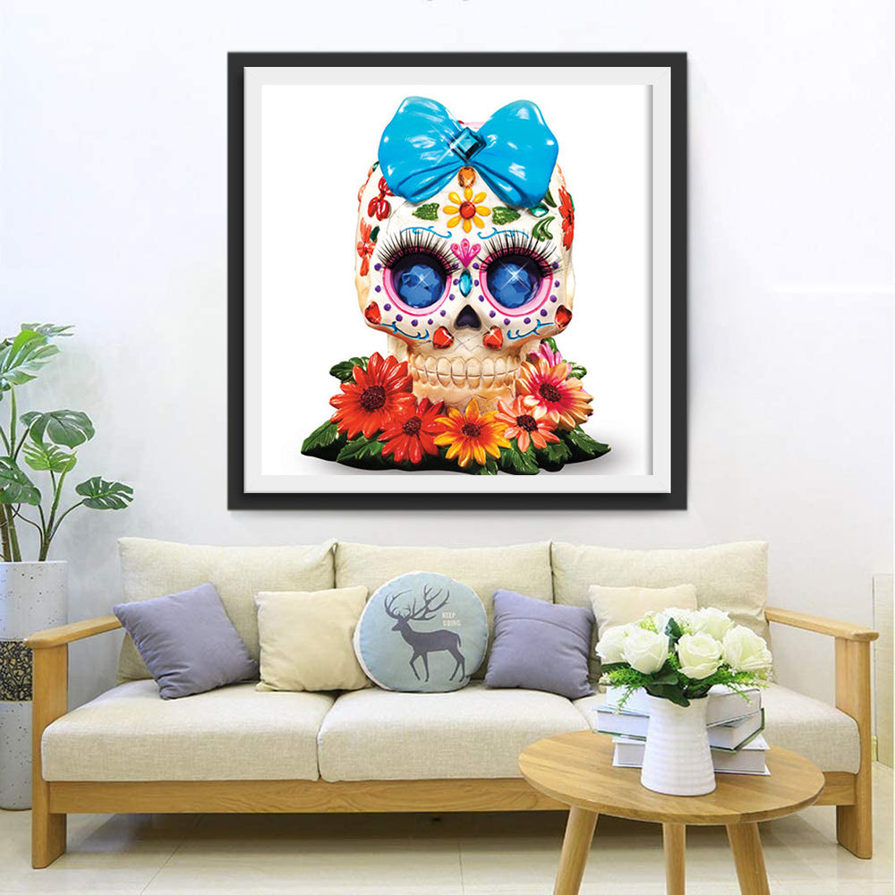 Schattig Schedeltafereel Diamond Painting
