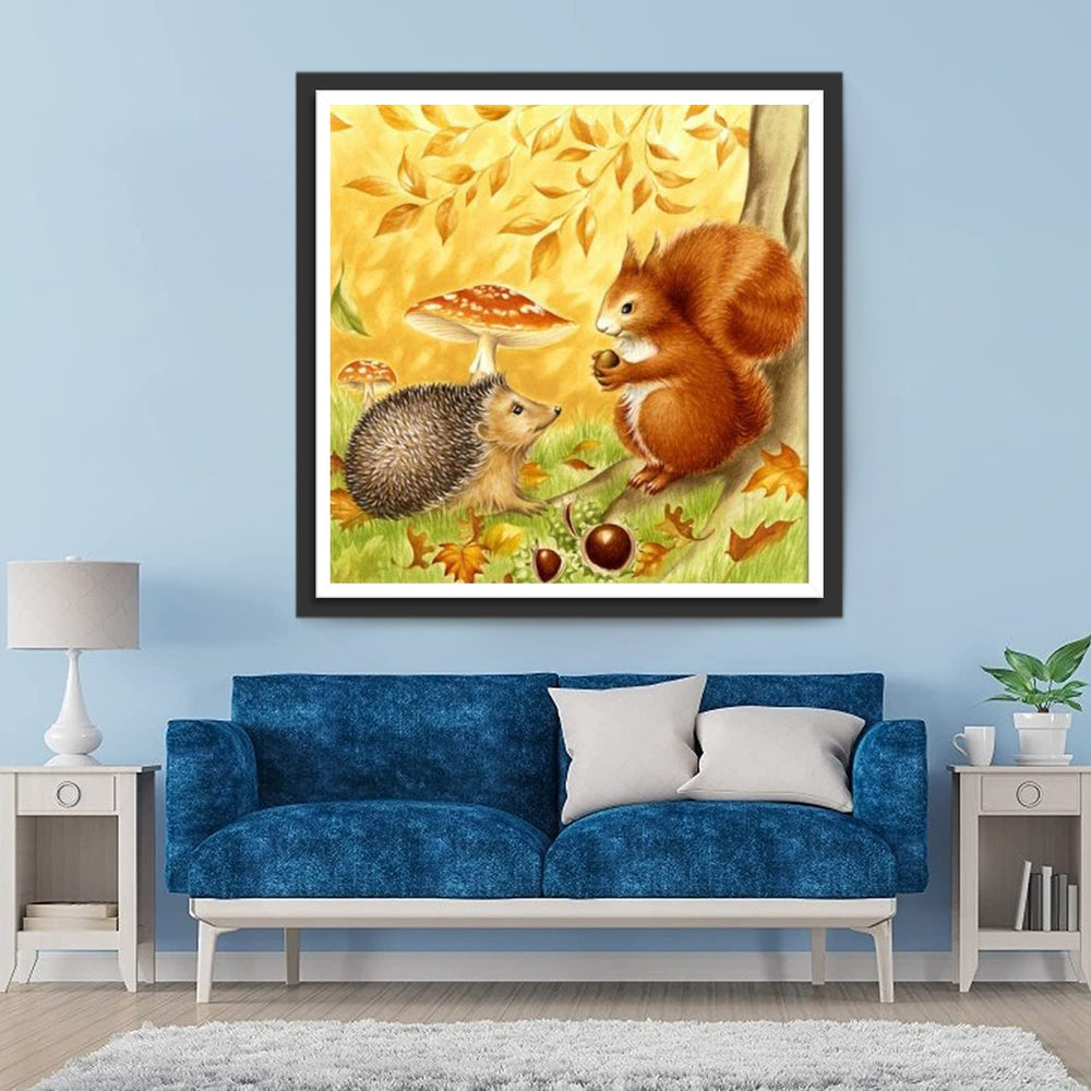 Schattige Egel en Eekhoorn Diamond Painting
