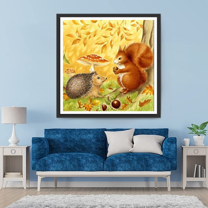 Schattige Egel en Eekhoorn Diamond Painting