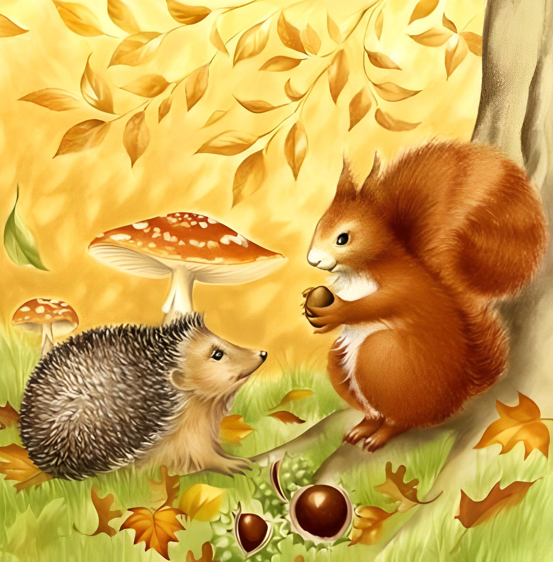 Schattige Egel en Eekhoorn Diamond Painting