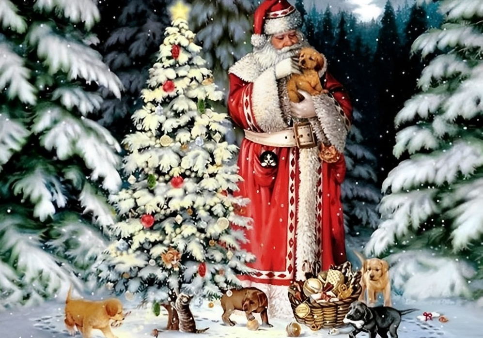 Schattige Kersttaferel Diamond Painting