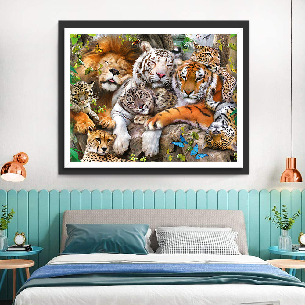 Schattige Luipaarden, Leeuwen en Tijgers Diamond Painting