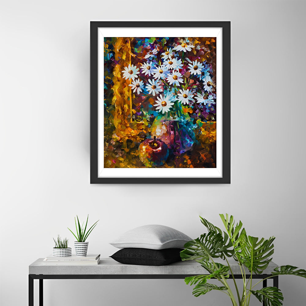 Schattige Witte Bloempjes Diamond Painting