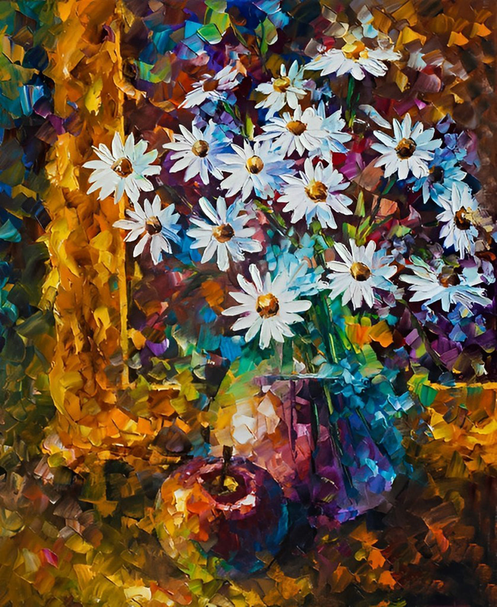 Schattige Witte Bloempjes Diamond Painting