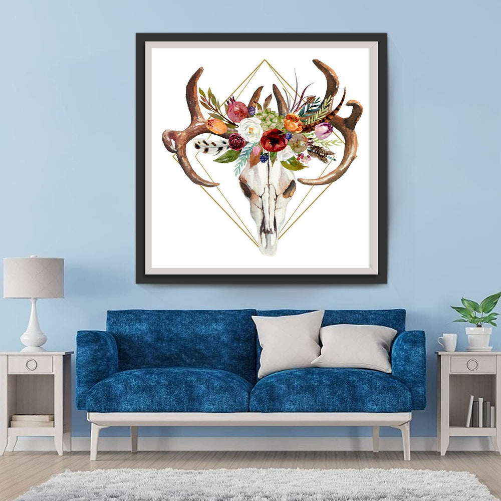 Schedel van Hert met Krans Diamond Painting