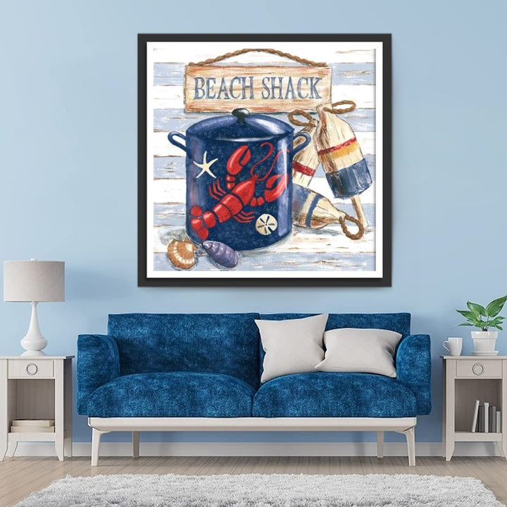 Schelpen en Kopje met Kreeftmotief Diamond Painting