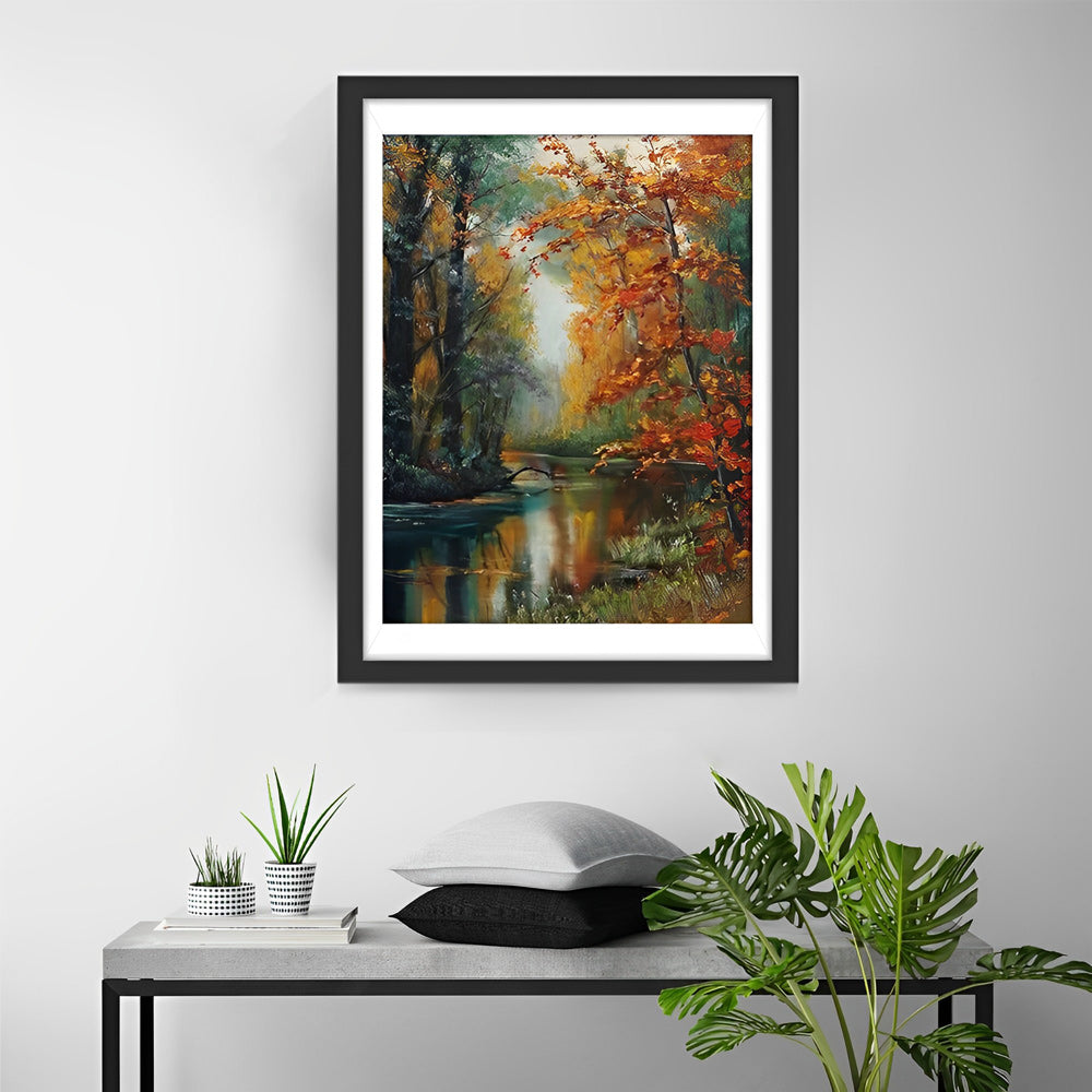 Serene Herfstmoment aan de Waterkant Diamond Painting