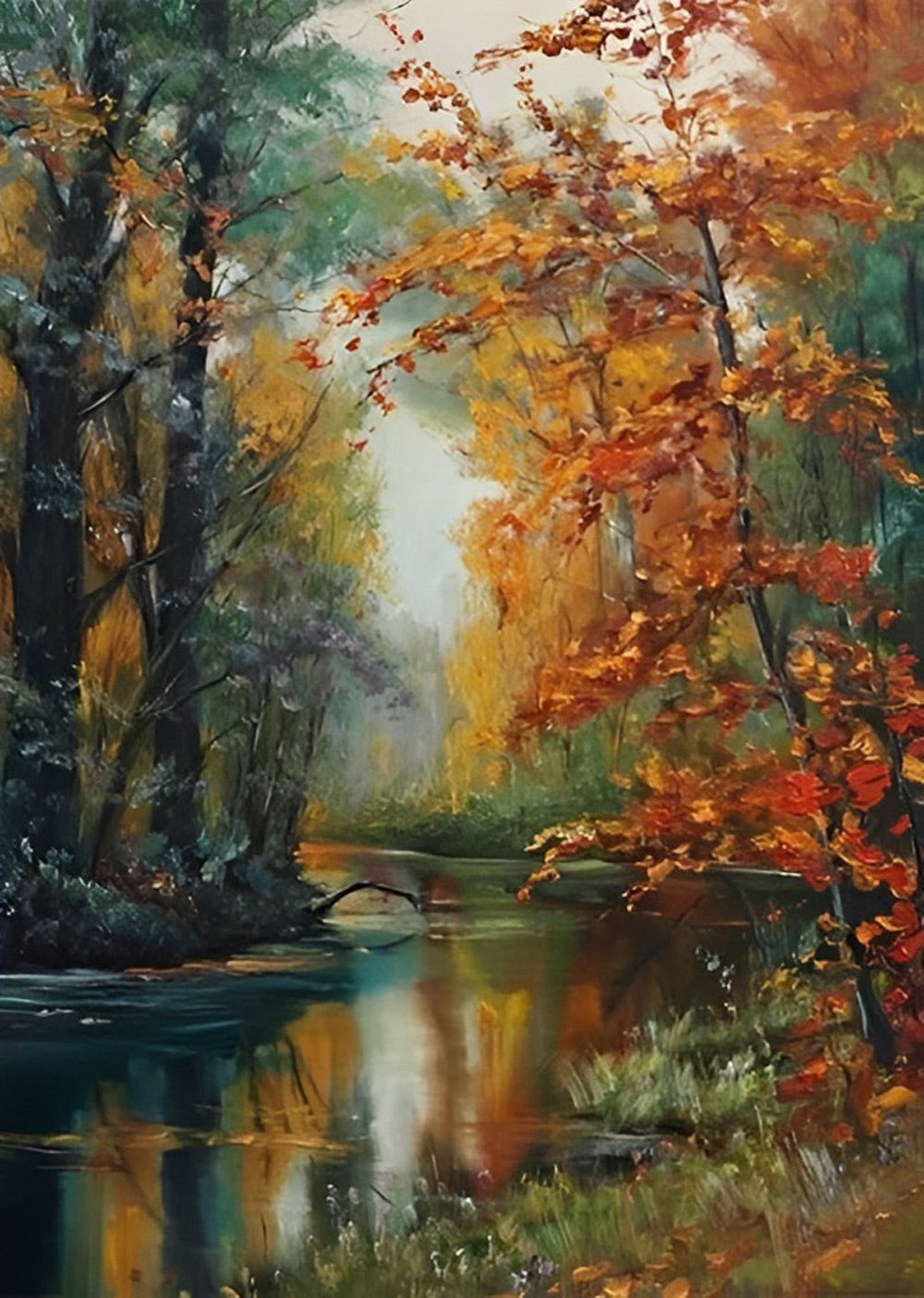 Serene Herfstmoment aan de Waterkant Diamond Painting