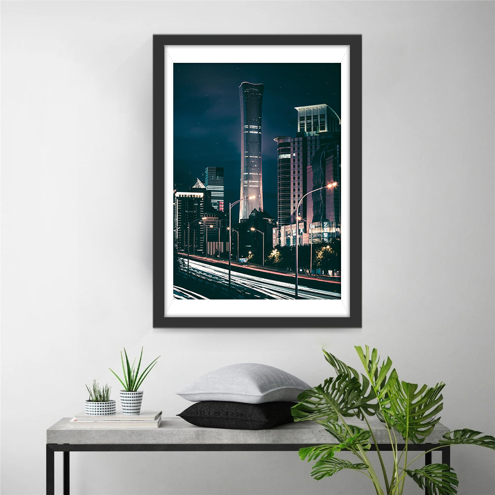 Sfeervolle Nachtelijke Metropolitaanse Vergezicht Diamond Painting