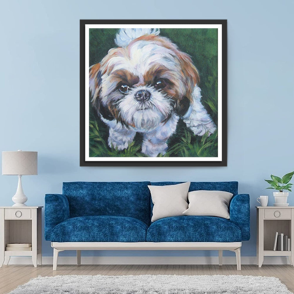 Shih Tzu op Gras Diamond Painting