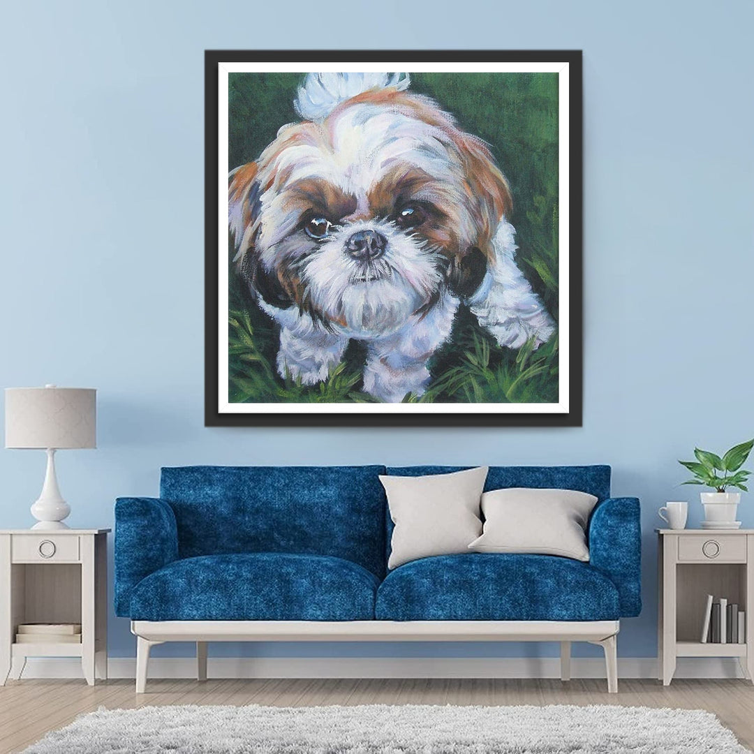Shih Tzu op Gras Diamond Painting